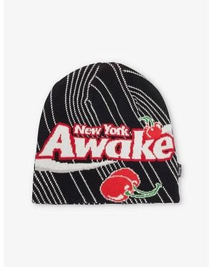 AWAKE NY X Coca Cola Skully Brand-Intarsia Knitted Beanie Hat - Black