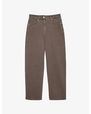 Reiss Selin Mid-Rise Straight-Leg Denim Jeans - Brown