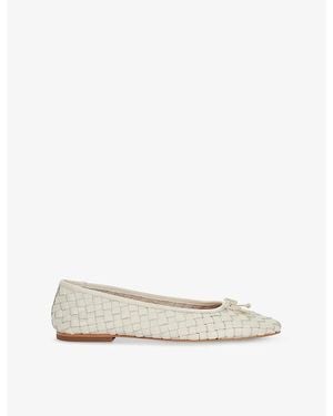 Dune Heat Woven Leather Ballet Flats - White