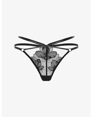 Agent Provocateur Litzia Embroidered Lace Thong - Black