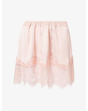 Free People Lace-Trim Satin Mini Skirt - Pink