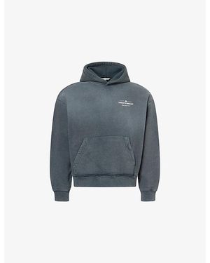The Couture Club Spray-Wash Logo-Print Cotton Hoody - Blue