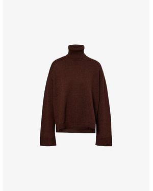 Frankie Shop Rhea Turtleneck Cotton-Wool Blend Knitted Jumper - Brown