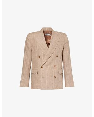 Jonathan Simkhai Lucas Double-Breasted Linen Blazer - Natural