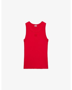 Loewe Anagram Ribbed Stretch-Woven Tank Top - Red