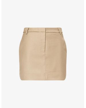4th & Reckless Terry Two-Welt-Pockets Woven-Blend Mini Skirt - Natural
