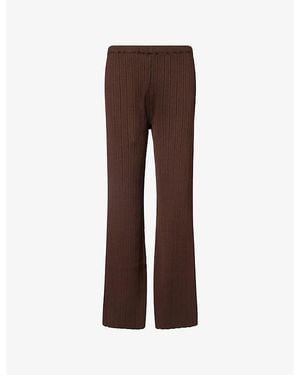 The Couture Club Embroidered-Logo Ribbed Knit Trousers - Brown