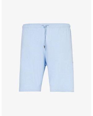 Derek Rose Basel Relaxed-Fit Stretch-Woven Pajama Shorts - Blue