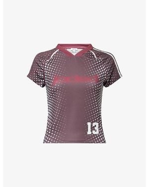 Jaded London Football Graphic-Pattern Stretch-Jersey Top - Purple