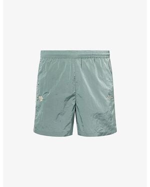 Les Deux Logo-Embroidered Shiny Crisp Woven Shorts - Blue
