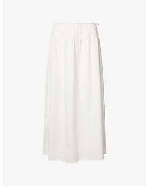 Deiji Studios Tie-Detail Checked Cotton Maxi Skirt - White