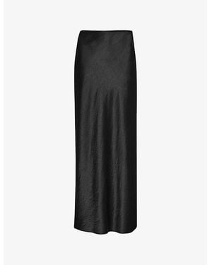 Whistles Ella Bias-Cut Satin Maxi Skirt - Black