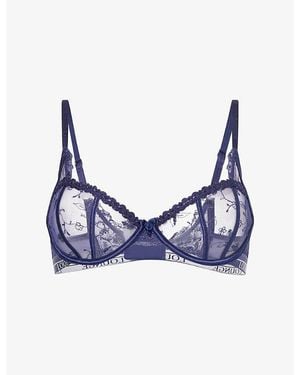 Lounge Underwear Reveal Logo Lace Balcony Bra - Blue
