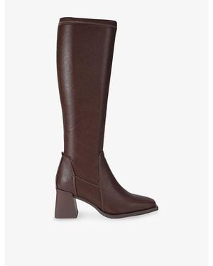 Steve Madden High-End Faux-Leather Heeled Knee-High Boots - Brown