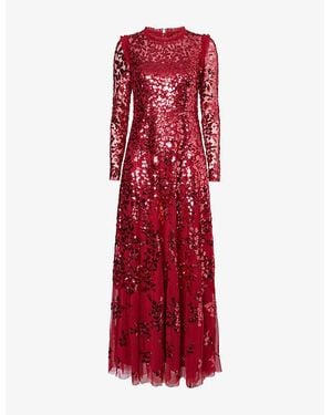 Needle & Thread Rosanna Lattice Sequin Woven Gown - Red
