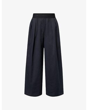 Nike Pleated Wide-Leg Cotton-Blend Trousers - Blue