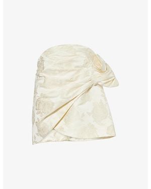 Simone Rocha Floral-Jacquard Bandeau Satin Top - White