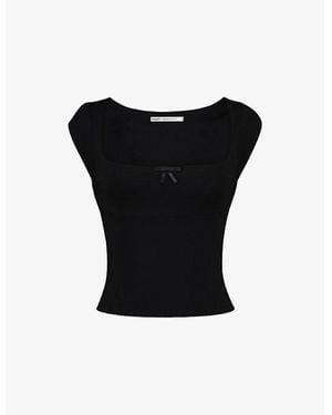 House Of Cb The Cap Sleeve Corset Jersey Top Xs (A-C Cup) - Black