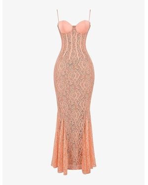 House Of Cb Cordelia Lace-Embroidered Corset Woven Maxi Dress - Multicolor