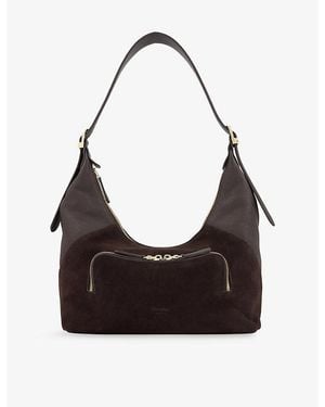 Dune Defiant Suede Shoulder Bag - Black