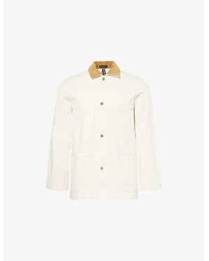 Drake's Western Corduroy-Collar Denim Jacket - White
