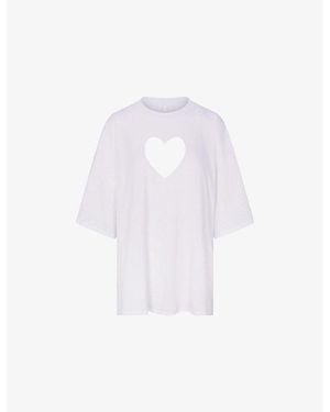 Skims Worn-In Oversized Heart Cotton-Jersey T-Shirt - White