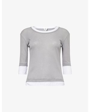 GIMAGUAS Gemma Double-Edge Cotton-Jersey Top - Grey