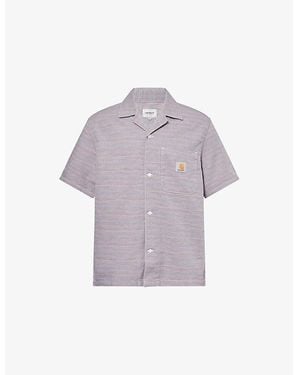 Carhartt Gellar Striped Short-Sleeve Cotton Shirt - Purple