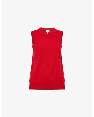 ME+EM V-Neck Relaxed-Fit Knitted Cashmere Vest - Red