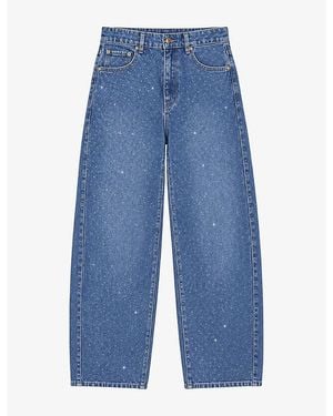 Ro&zo Crystal-Embellished Barrel-Leg Jeans - Blue