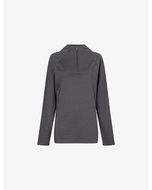 Condition Core Quarter Zip Stretch-Woven Top - Grey
