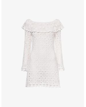 RIXO London Envalira Cotton-Crochet Mini Dress - White