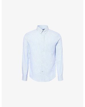 dunhill Stripe Long-Sleeve Cotton Shirt - Blue