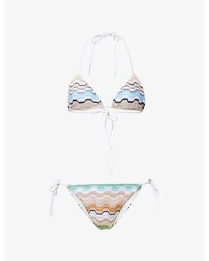 Missoni Zigzag-Pattern Triangle Bikini Set - White