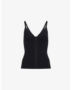 Reformation Eloise Ribbed Cotton-Blend Top - Black