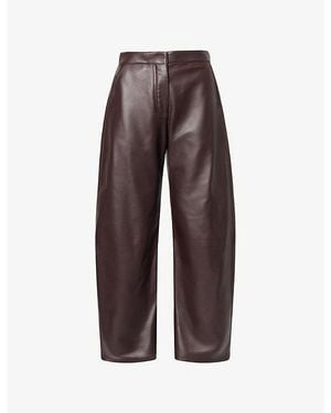 Alaïa Barrel Leather Pants - Brown