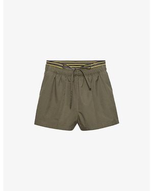 Prada Enameled Triangle-Logo Cotton Poplin Shorts - Green
