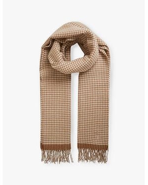 Reiss Victoria Dogtooth Wool-Blend Scarf - Brown