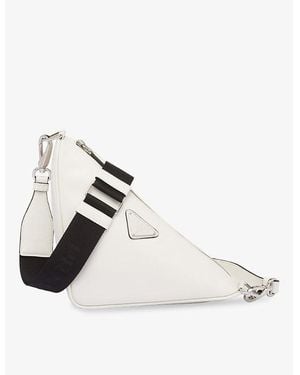 Prada Triangle Leather Cross-Body Bag - White