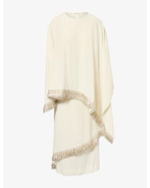 Abadia Jackie Bead-Trim Woven Maxi Dress - Natural