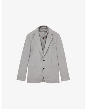 Reiss Patch Gilet-Insert Regular-Fit Woven Blazer - Grey