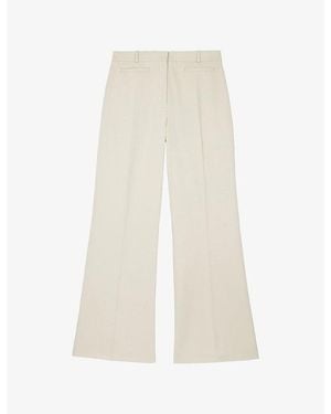 The Kooples Mid-Rise Wide-Leg Cotton Trousers - White