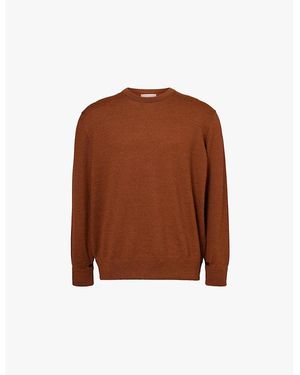 The Inoue Brothers Crewneck Relaxed-Fit Alpaca-Wool Knitted Jumper - Brown