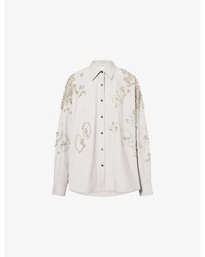 Dries Van Noten Casia Jewel-Embellished Cotton Shirt - White
