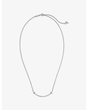 Tiffany & Co. Tiffany T Smile Small 18Ct- And 0.03Ct Round-Brilliant Diamond Pendant Necklace - Blue