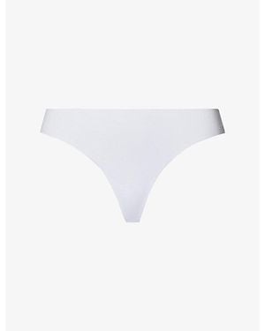 Hanro Invisible Mid-Rise Stretch-Cotton Thong - White