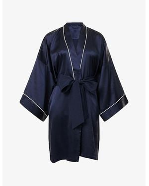 Olivia Von Halle Mimi Silk Dressing Gown - Blue