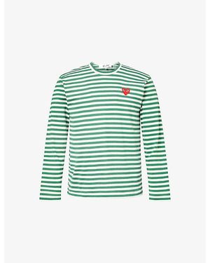 COMME DES GARÇONS PLAY Striped Crewneck Cotton-Jersey T-Shirt - Green