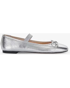 Dune Leather Helenas Bow-Embellished Ballet Flats - White