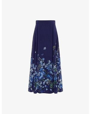Phase Eight Maeve Floral-Print Woven Midi Skirt - Blue